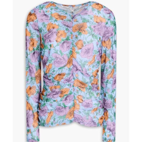 Veronica Beard Myrna Ruched Floral Tulle Top SZ 4 – Retail $348 - Picture 10 of 10
